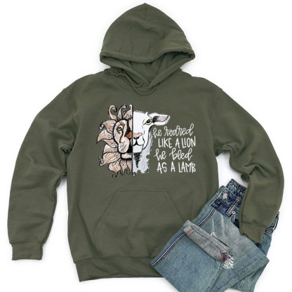 He Roared Like A Lion He Bled As A Lamb Christian Hoodie