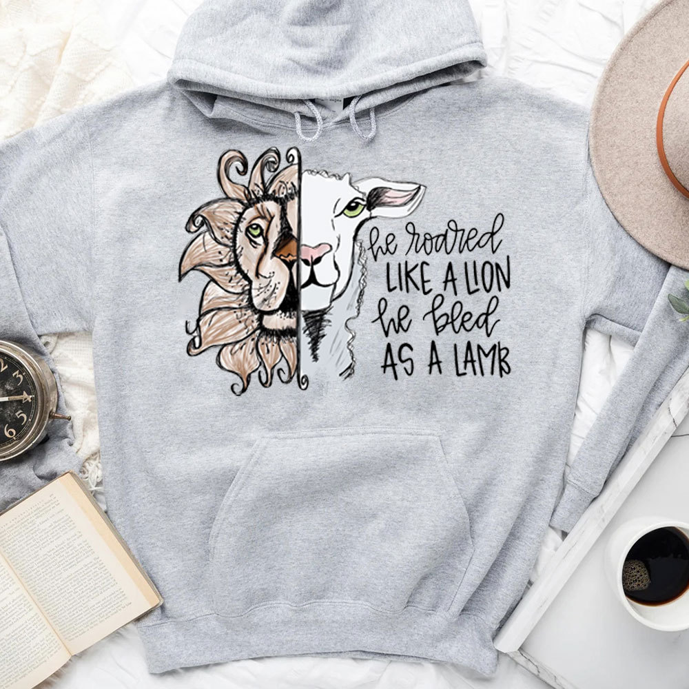 He Roared Like A Lion He Bled As A Lamb Christian Hoodie