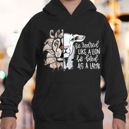 He Roared Like A Lion He Bled As A Lamb Christian Hoodie
