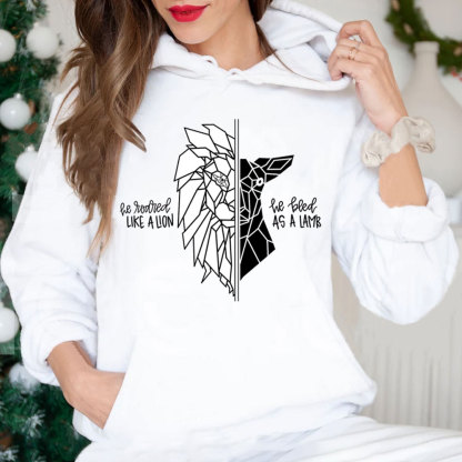He Roared Like A Lion He Bled As A Lamb Christian Hoodie