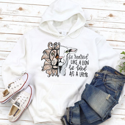 He Roared Like A Lion He Bled As A Lamb Christian Hoodie