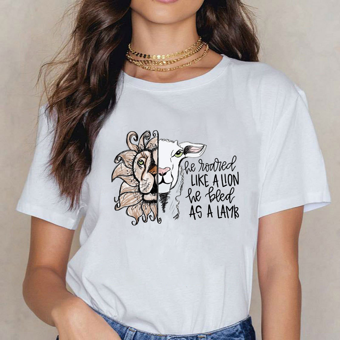 He Roared Like A Lion He Bled As A Lamb Christian T-Shirt