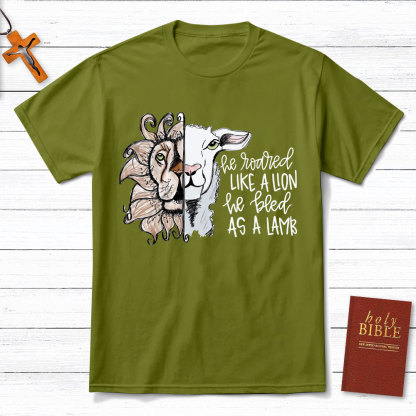 He Roared Like A Lion He Bled As A Lamb Christian T-Shirt