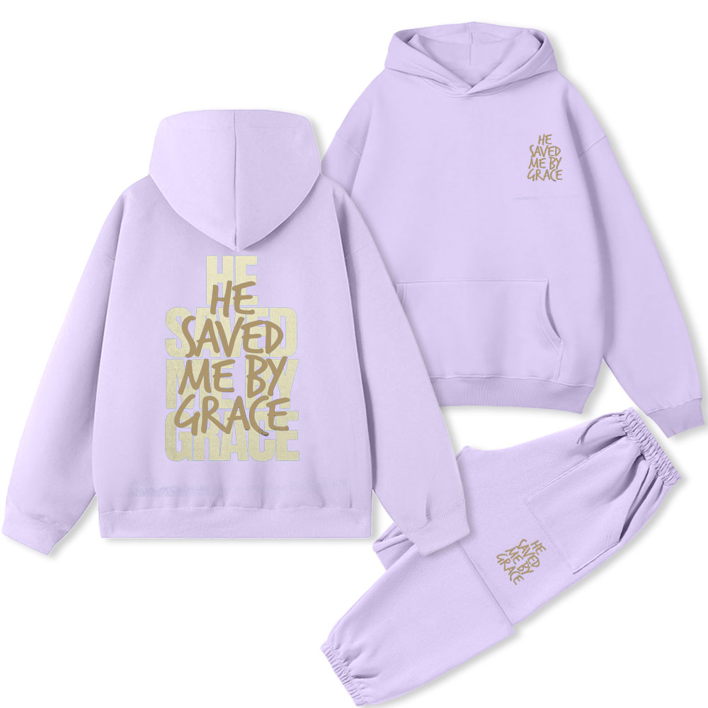 He Saved Me By Grace Christian Premium Fleece Hoodie Set