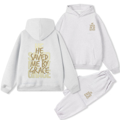 He Saved Me By Grace Christian Premium Fleece Hoodie Set