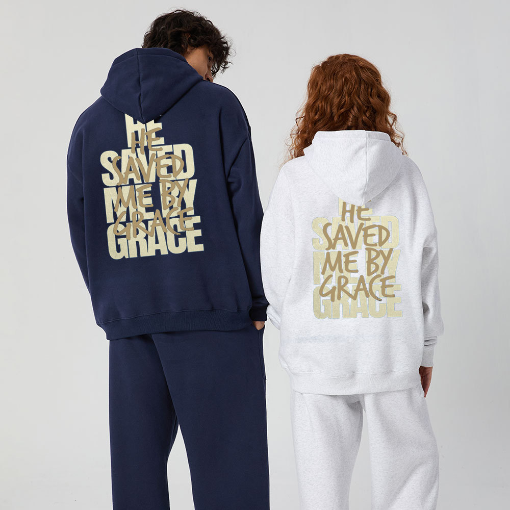He Saved Me By Grace Christian Premium Fleece Hoodie Set