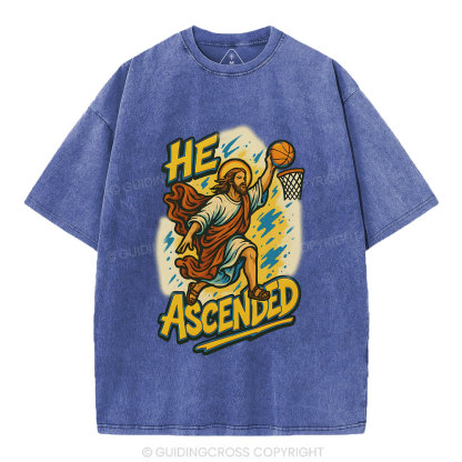 He Scended  Christian Washed T-Shirt