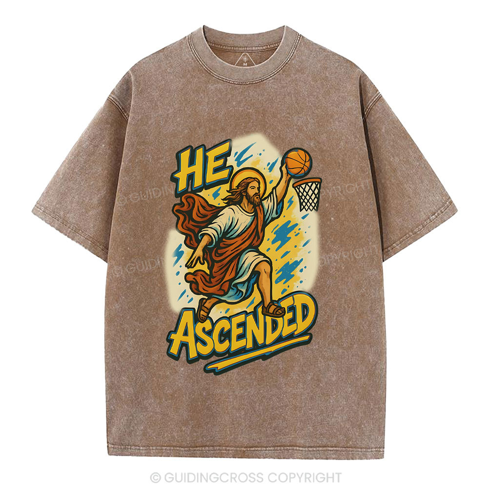 He Scended  Christian Washed T-Shirt
