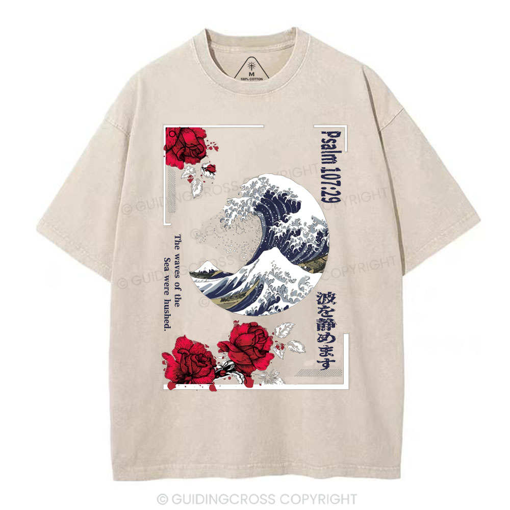 He Stilled The Storm Christian Washed T-Shirt