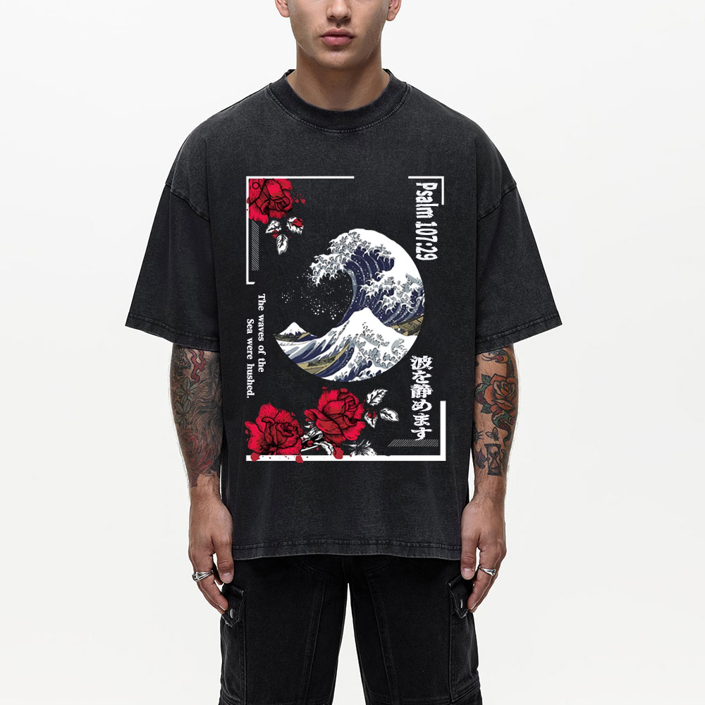 He Stilled The Storm Christian Washed T-Shirt