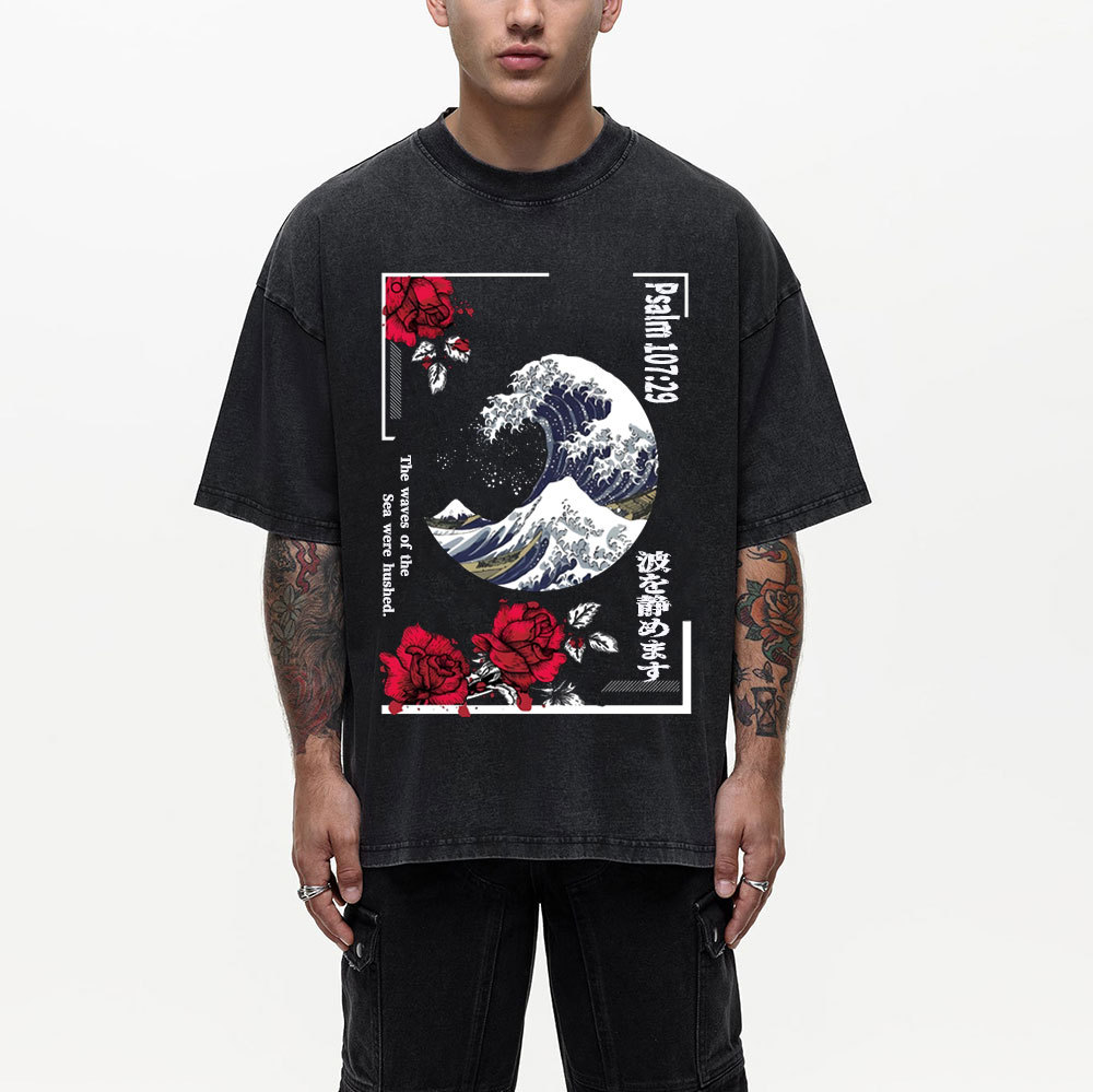 He Stilled The Storm Christian Washed T-Shirt