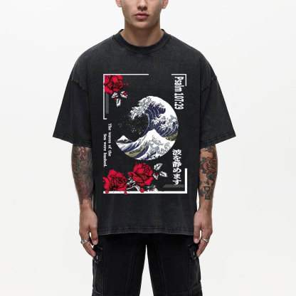 He Stilled The Storm Christian Washed T-Shirt