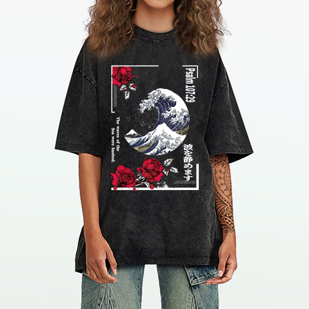 He Stilled The Storm Christian Washed T-Shirt