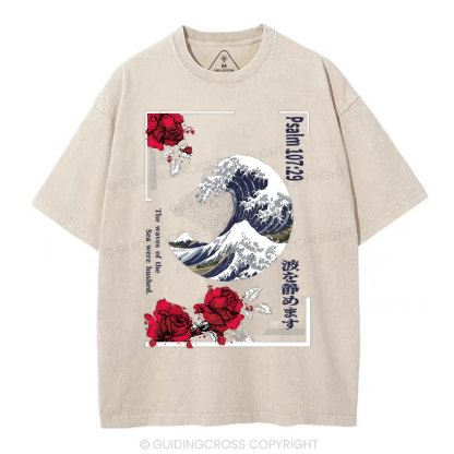 He Stilled The Storm Christian Washed T-Shirt