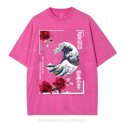 He Stilled The Storm Christian Washed T-Shirt