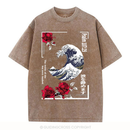 He Stilled The Storm Christian Washed T-Shirt