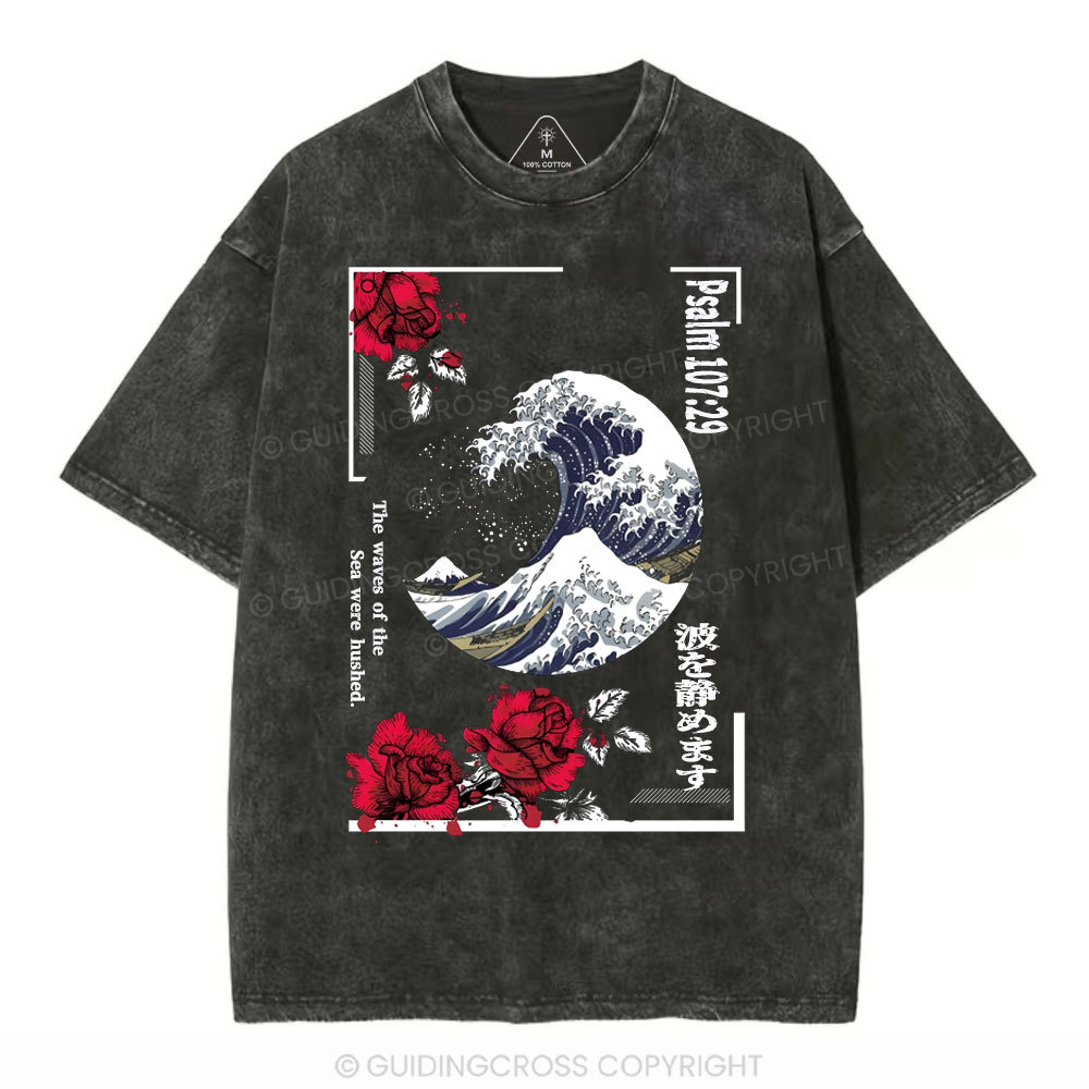 He Stilled The Storm Christian Washed T-Shirt