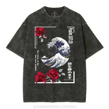 He Stilled The Storm Christian Washed T-Shirt