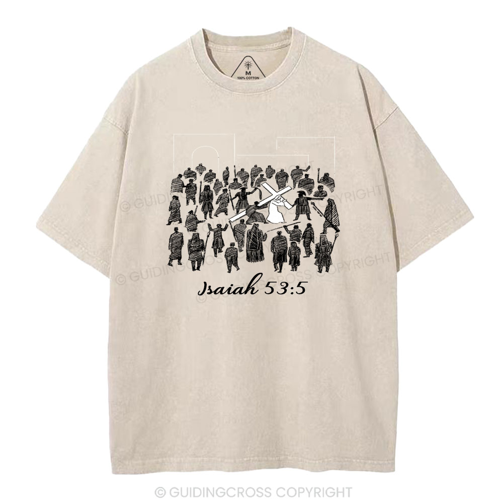 He Was Crushed For Our Iniquities Christian Washed T-Shirt