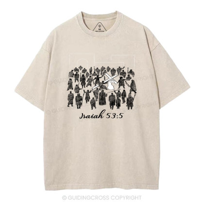 He Was Crushed For Our Iniquities Christian Washed T-Shirt