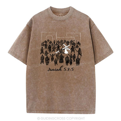 He Was Crushed For Our Iniquities Christian Washed T-Shirt