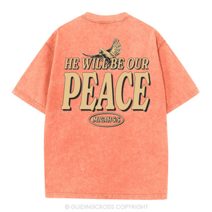 He Will Be Our Peace Christian Washed T-Shirt