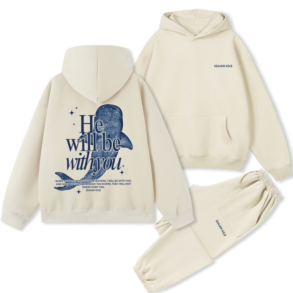 He Will Be With You Christian Premium Fleece Hoodie Set
