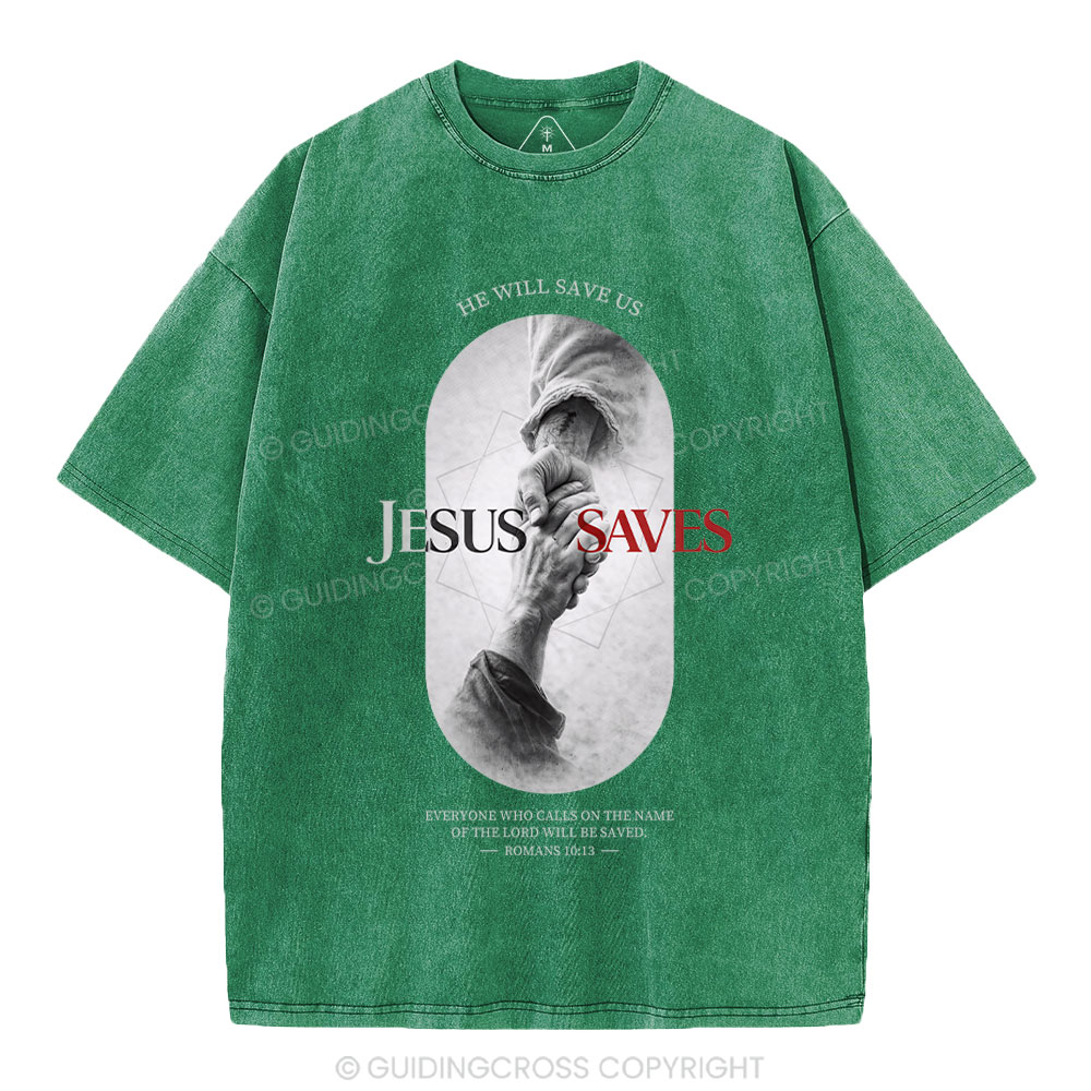 He Will Saves Us Christian Washed T-Shirt