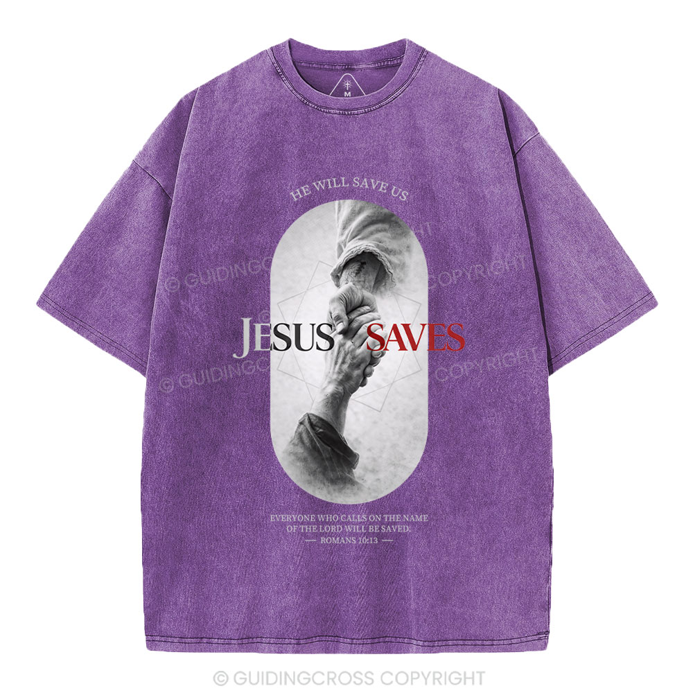 He Will Saves Us Christian Washed T-Shirt