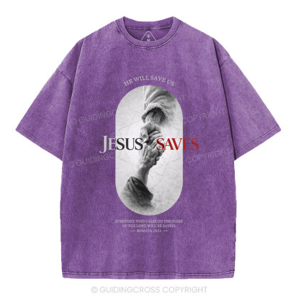 He Will Saves Us Christian Washed T-Shirt
