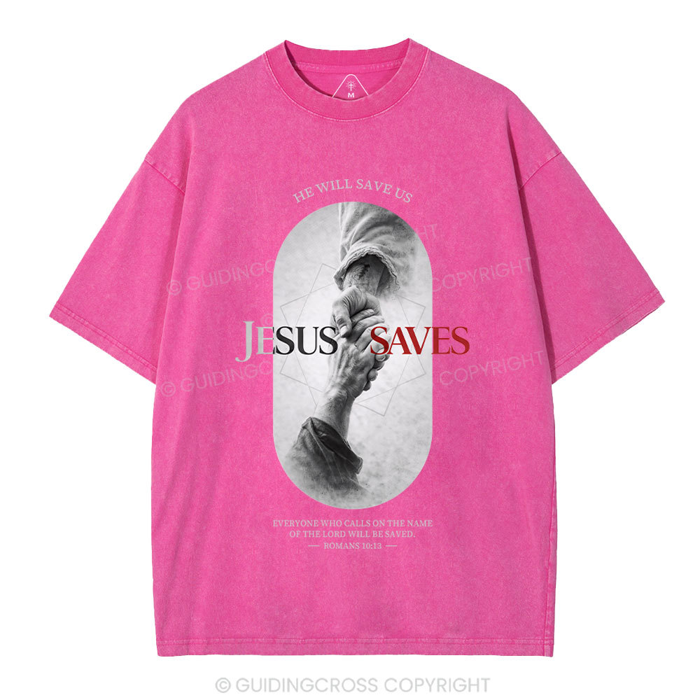 He Will Saves Us Christian Washed T-Shirt
