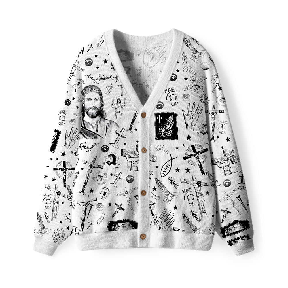 He died For Us Furry Christian Lightweight Cardigan