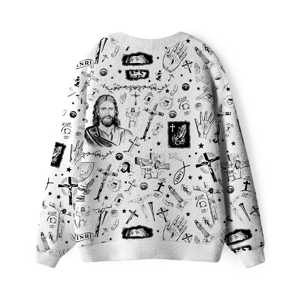 He died For Us Furry Christian Lightweight Cardigan