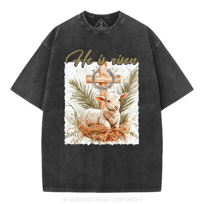 He is Risen Christian Washed T-Shirt