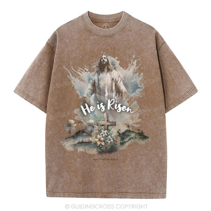 He is Risen Christian Washed T-Shirt