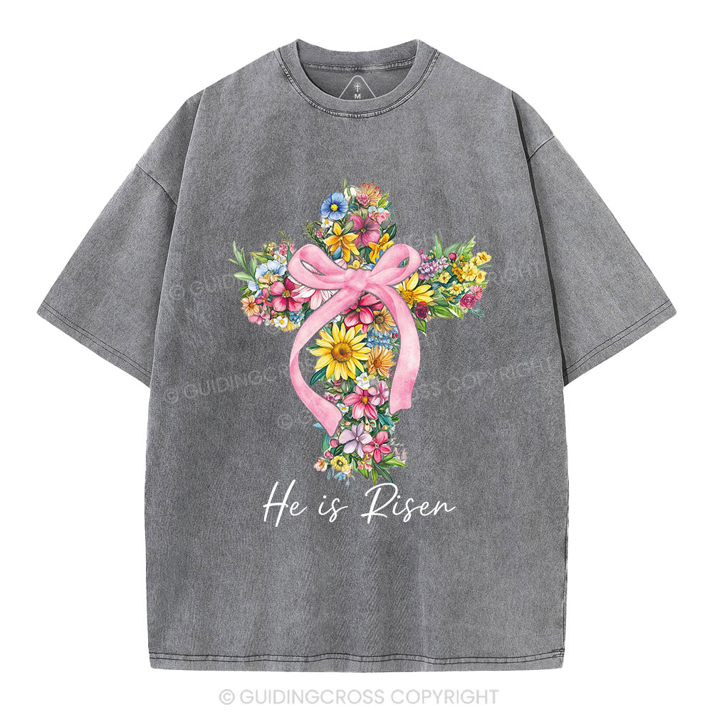 He Is Risen Christian Washed T-Shirt
