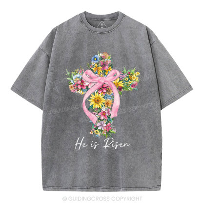 He Is Risen Christian Washed T-Shirt