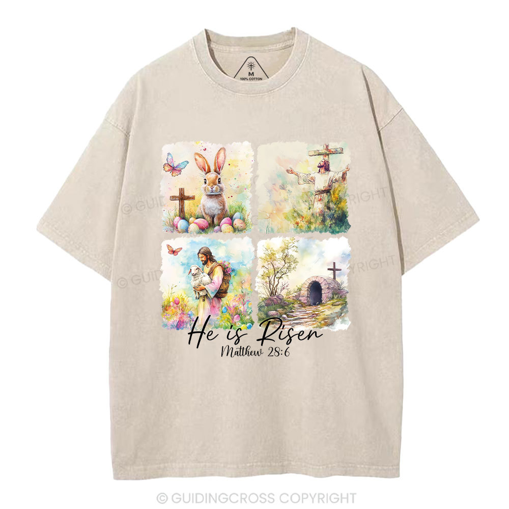 He Is Risen Christian Washed T-Shirt