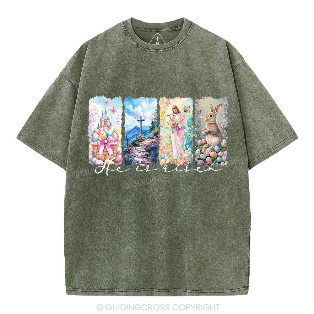 He Is Risen Christian Washed T-Shirt