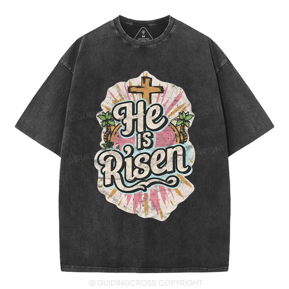 He Is Risen Christian Washed T-Shirt