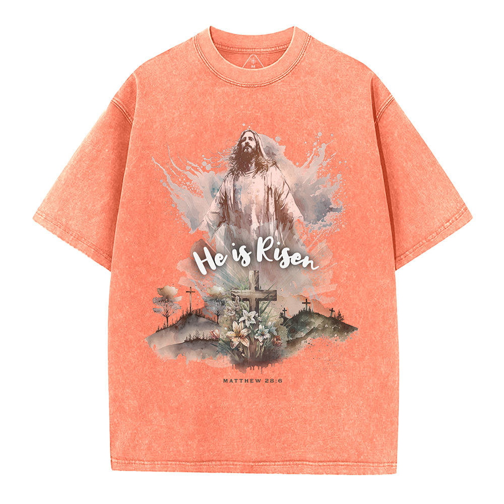 He is Risen Christian Washed T-Shirt