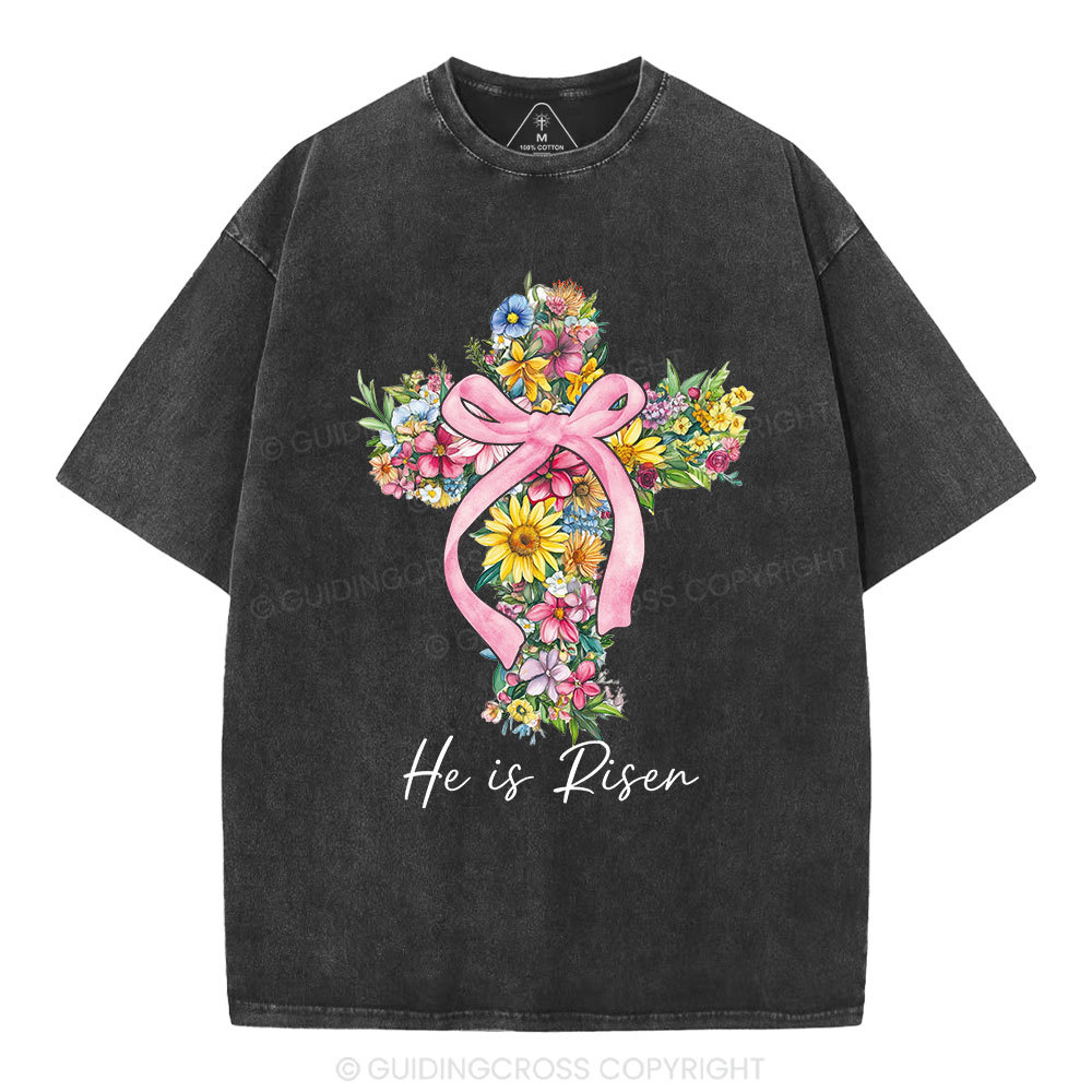 He Is Risen Christian Washed T-Shirt