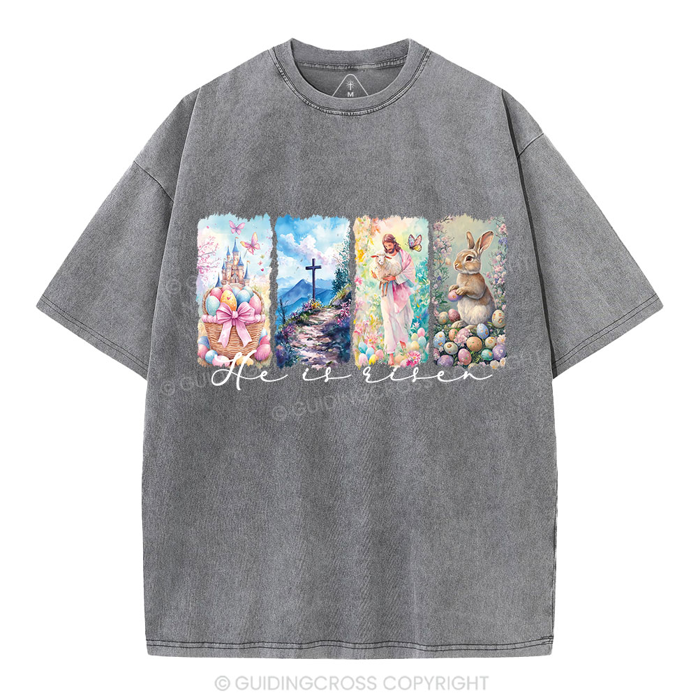 He Is Risen Christian Washed T-Shirt