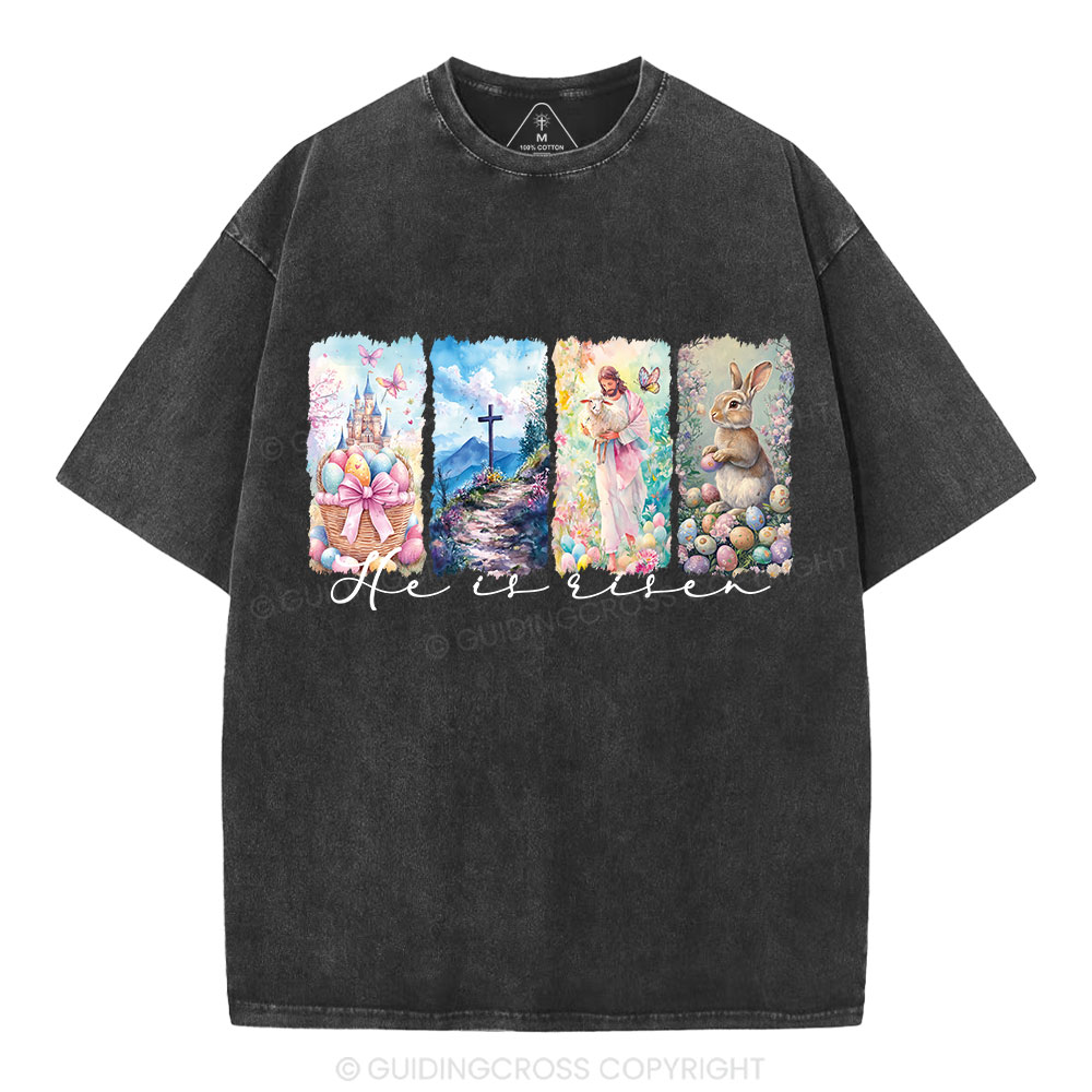 He Is Risen Christian Washed T-Shirt