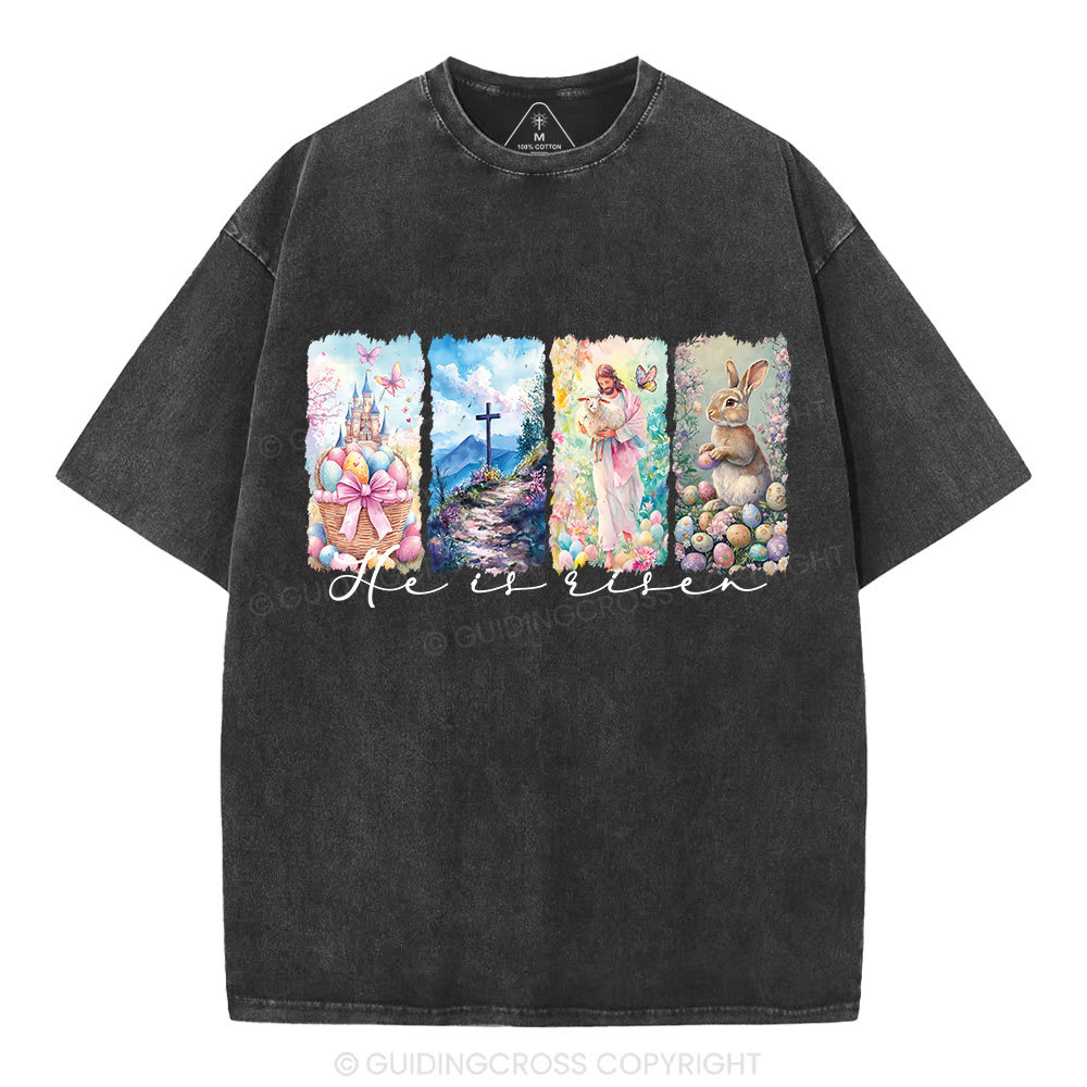 He Is Risen Christian Washed T-Shirt