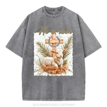 He is Risen Christian Washed T-Shirt