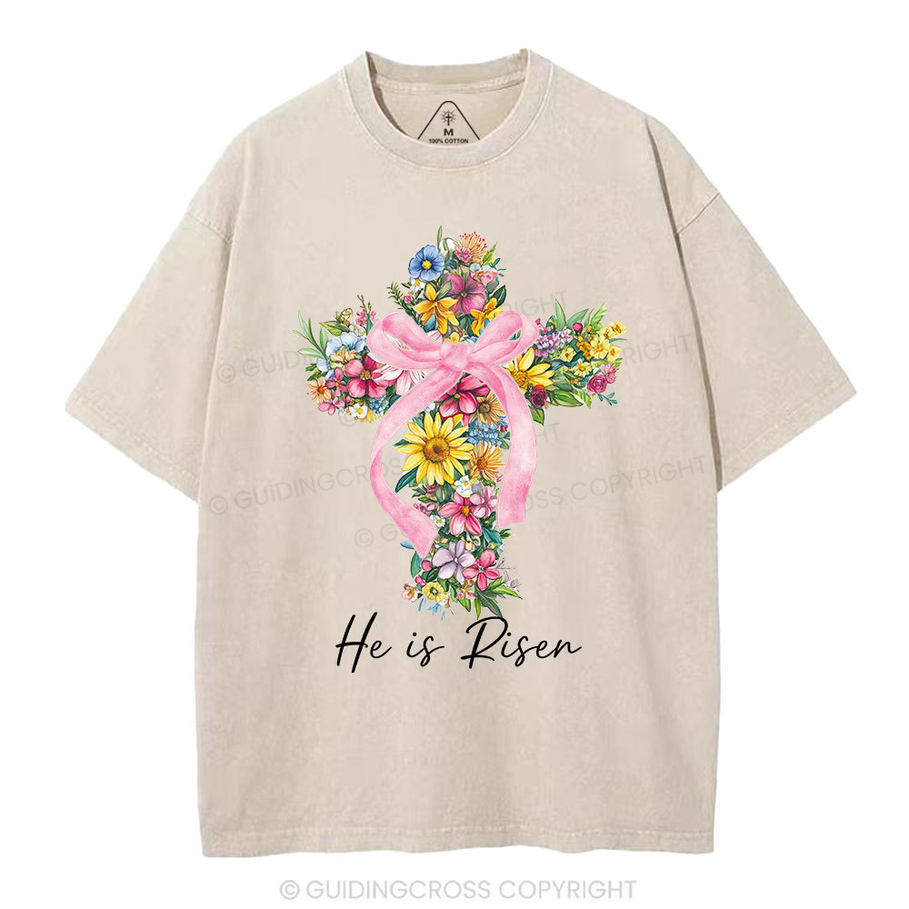 He Is Risen Christian Washed T-Shirt