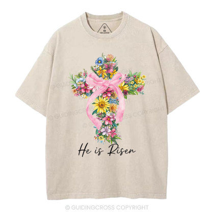 He Is Risen Christian Washed T-Shirt