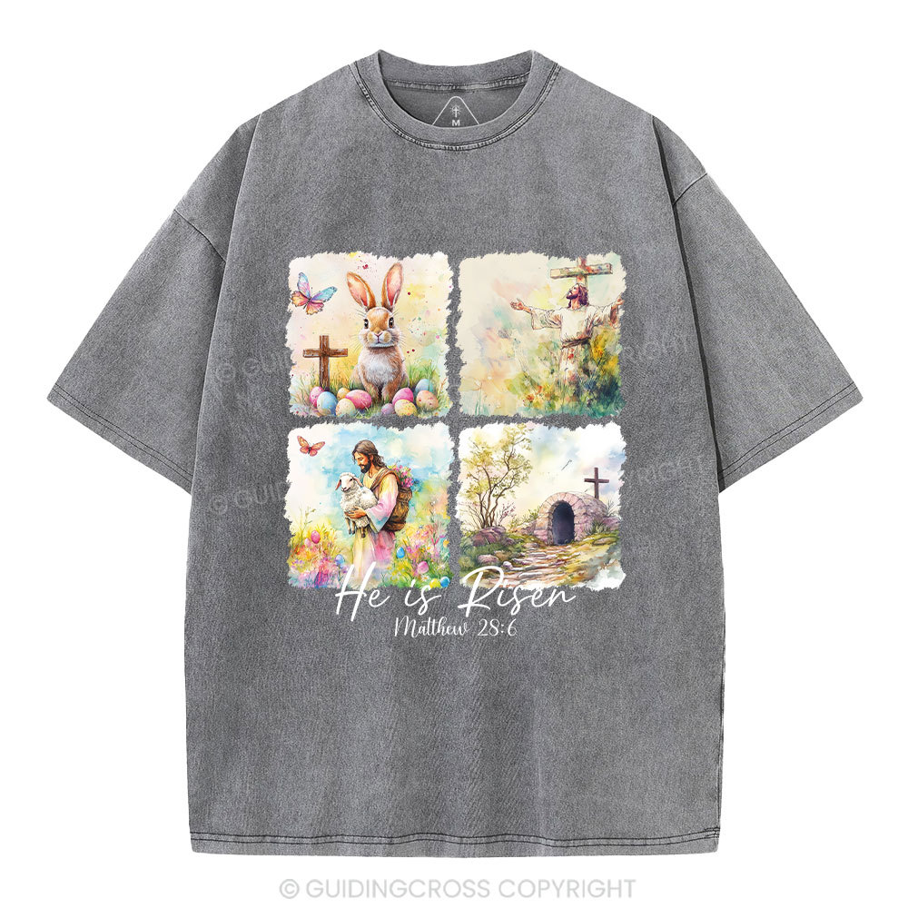 He Is Risen Christian Washed T-Shirt