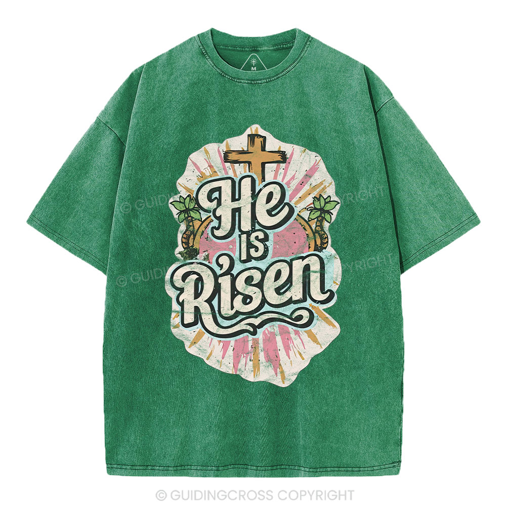 He Is Risen Christian Washed T-Shirt